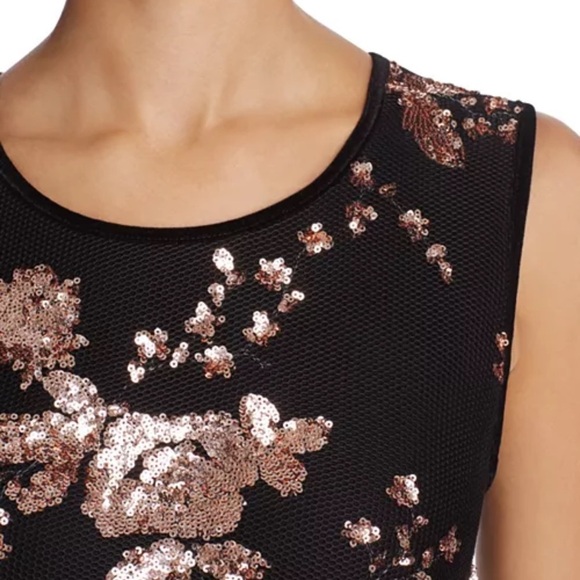 Maje black & rose gold sequin fit & flare midi dress - Small - Picture 2 of 7